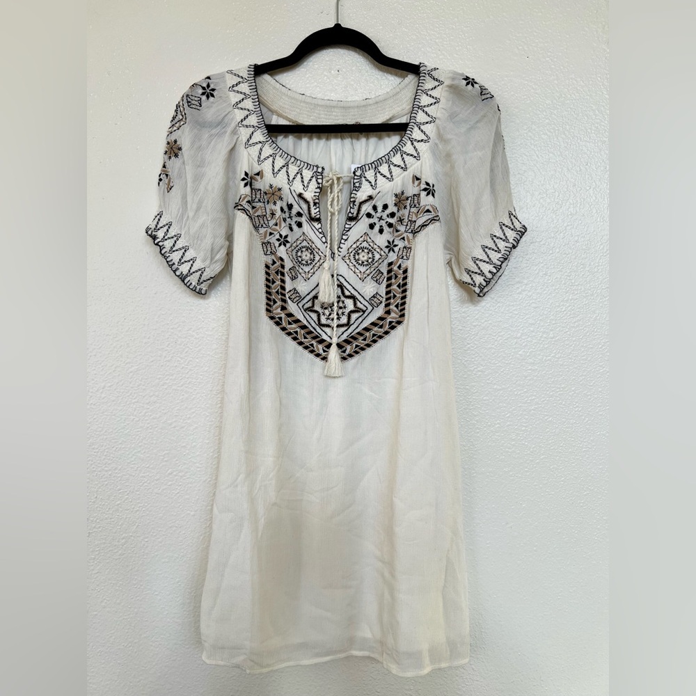 Boho Cottage Core Romantic Embroidered Tunic Dress size Small